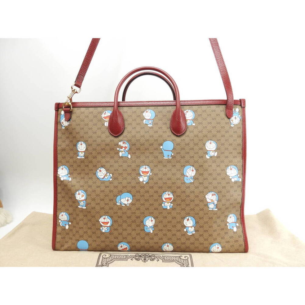 Gucci tote bag Doraemon GG brown red handbag shoulder - Picture 9 of 10